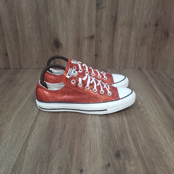 converse all star red glitter